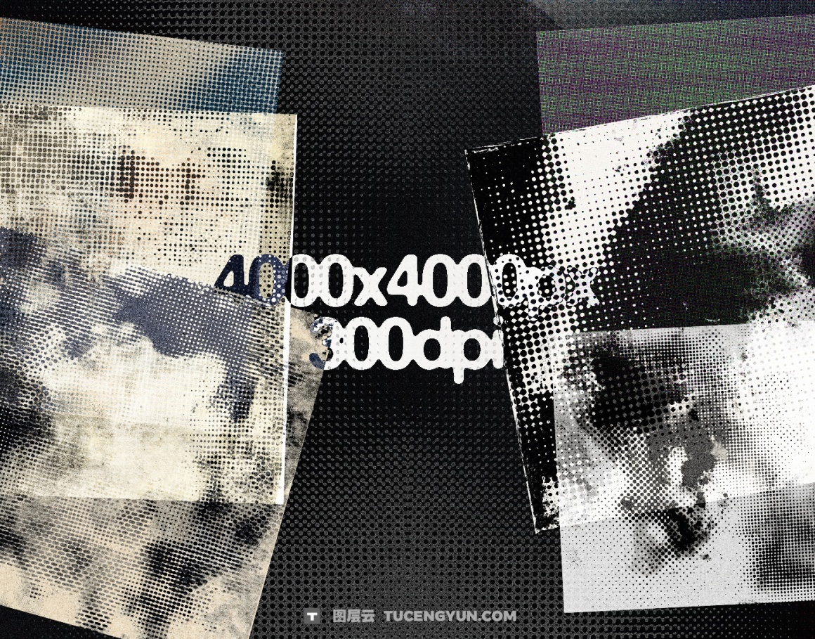 200款超逼真复古半色调半调颗粒噪点打印印刷叠加纹理包 Züli –  200 Halftone Textures Pack V.02（13449）