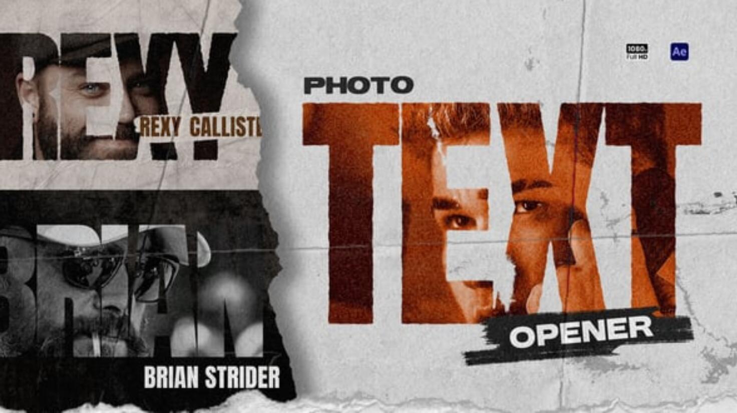 AE模板：大胆纪录片风格渗墨毛边文字标题动画（13113）