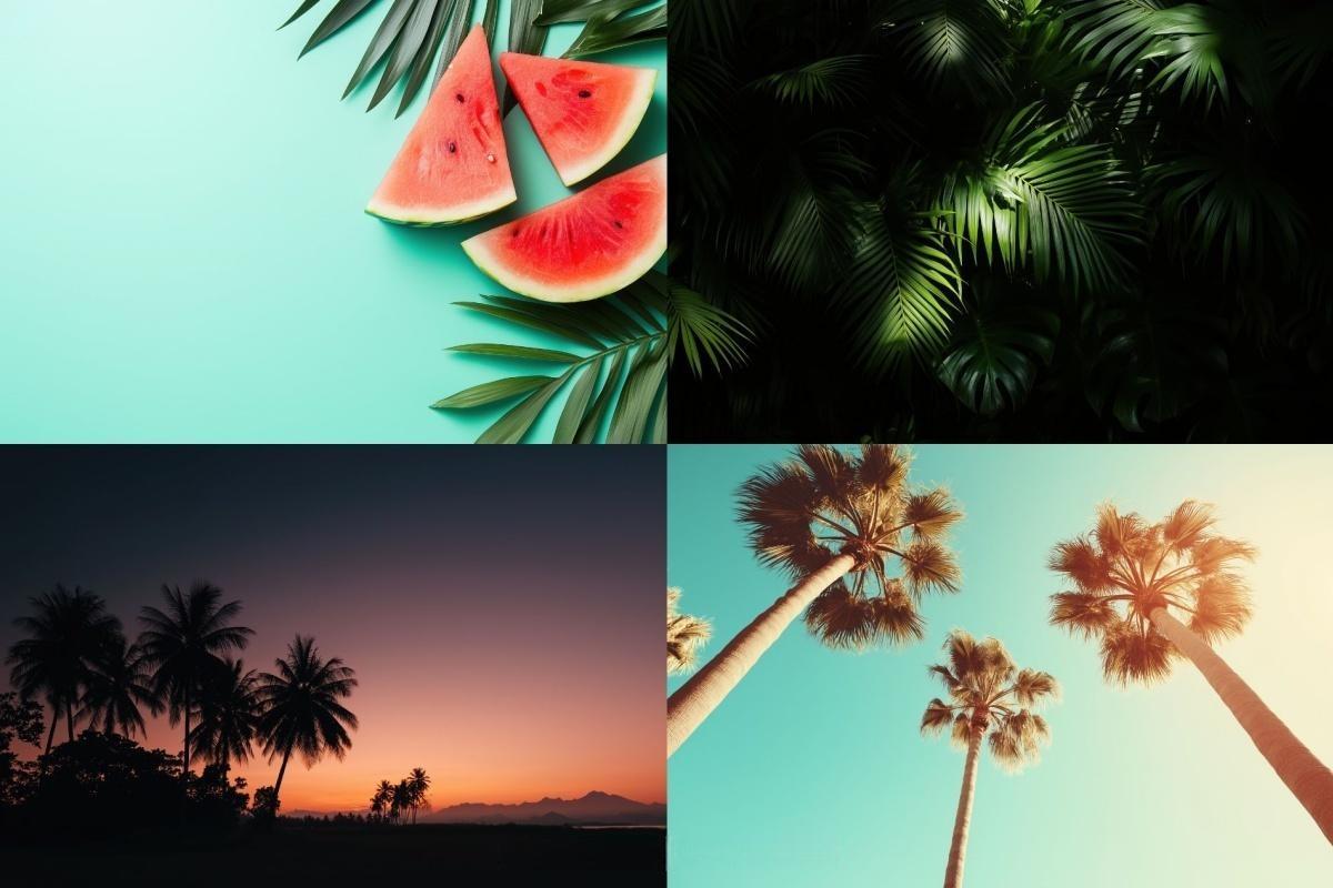 100个经典热带夏季黄昏文艺海滩热带植物水果海面JPG+MP4背景素材 Tropical Vibes（13228）