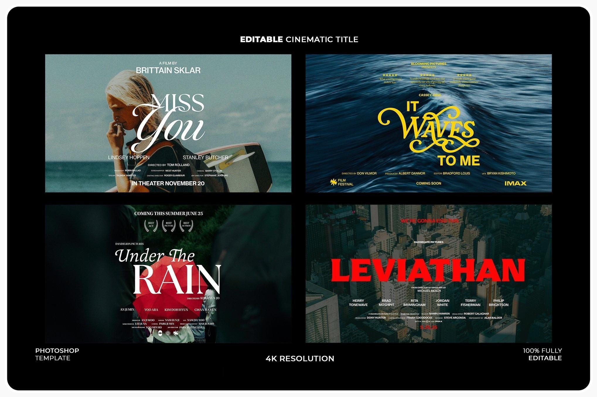 44个大胆电影美学梦幻、浪漫、科幻、惊悚海报电影预告片4K封面海报文字标题排版PSD模板（13883）