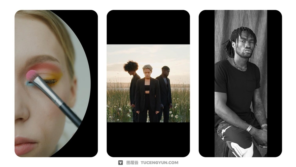 19个复古电影美学胶片帧镜头方形圆角边框遮罩叠加竖屏视频素材（13452）