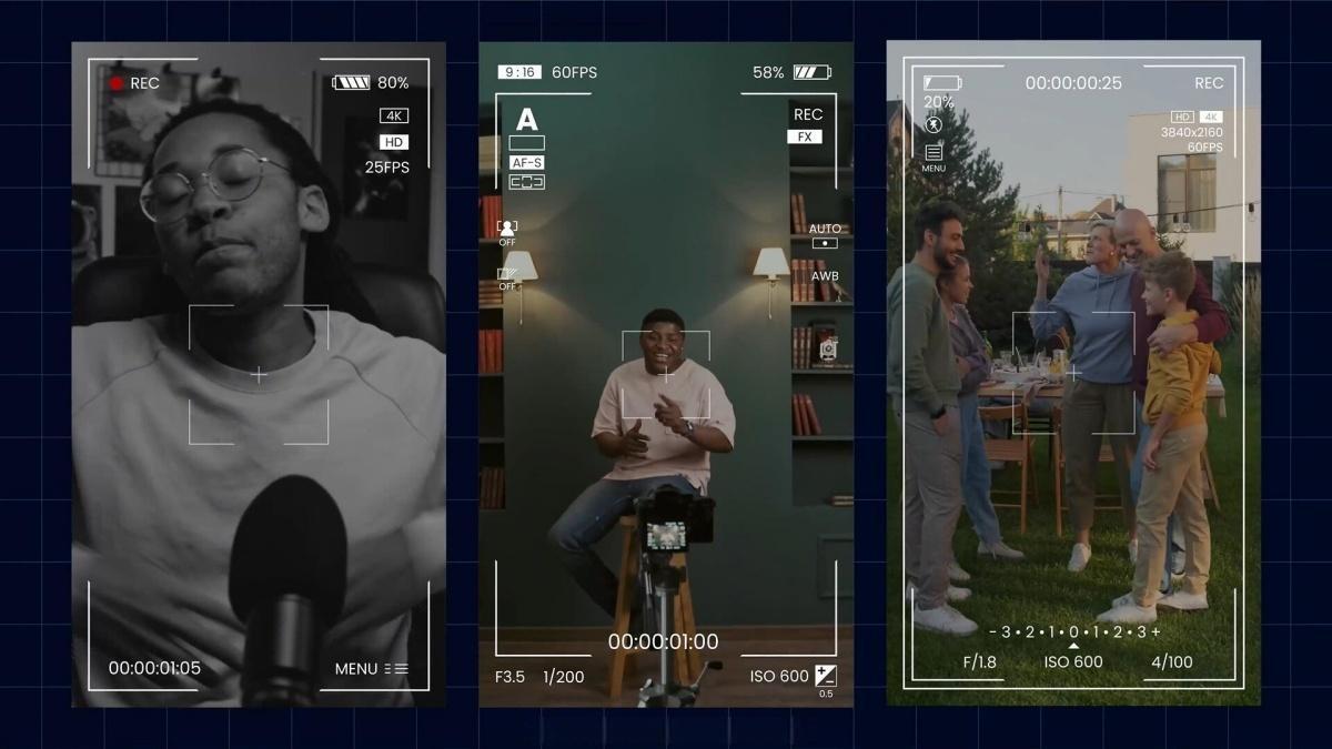 AE模板：20个逼真相机取景器参数图标屏幕元素动画包 支持横竖屏（13312）
