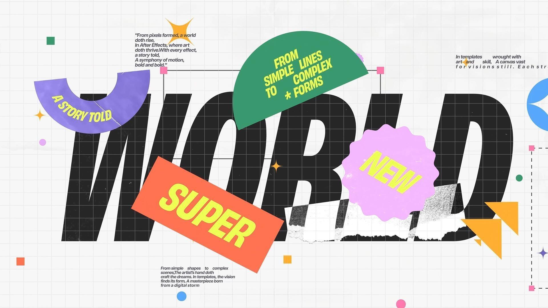 AE模板：复古美学拼贴艺术撕纸纸张VLOG开场片头动画模板（13876）