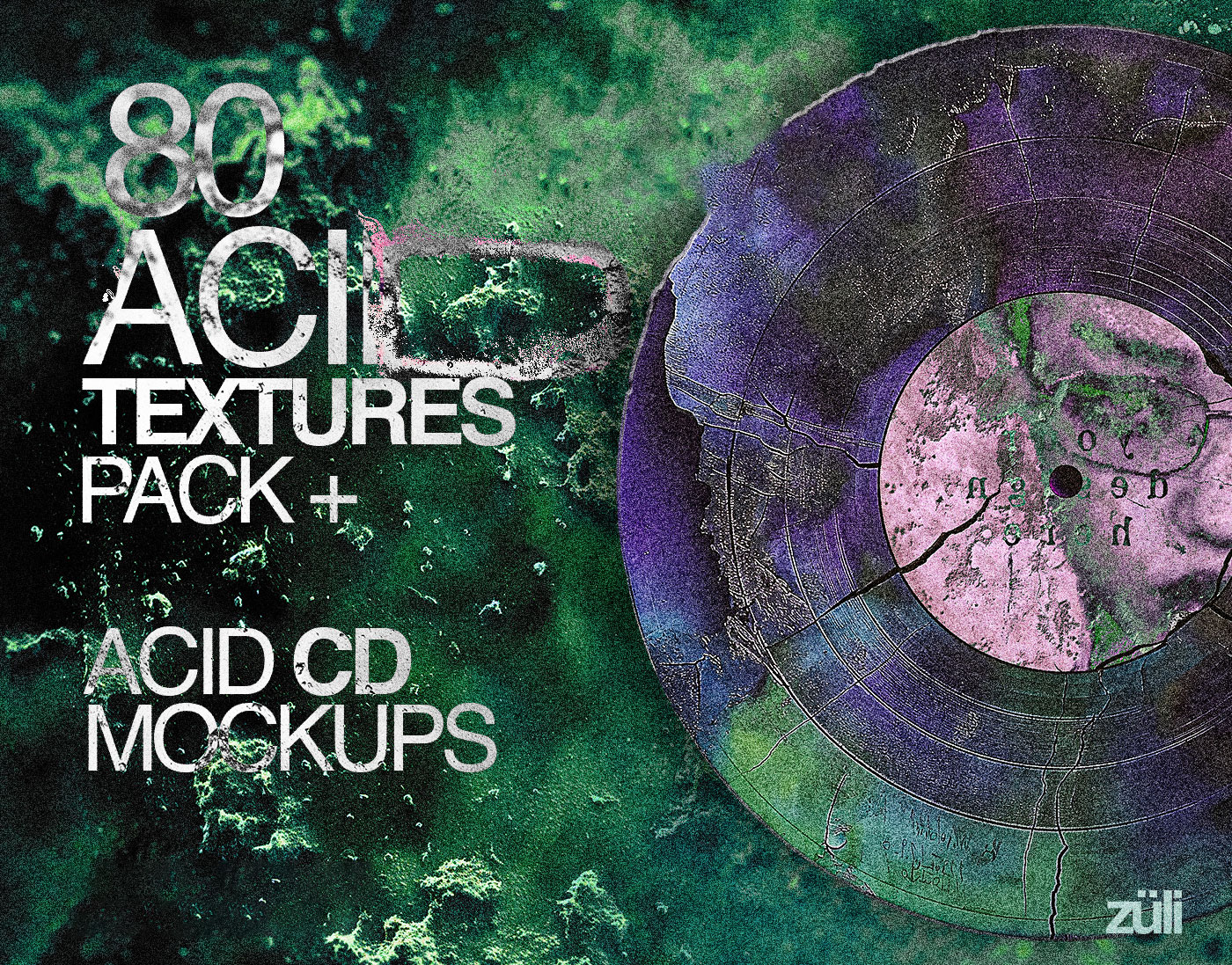 80个复古酸性艺术运动模糊抽象图像叠加纹理+PSD特效套装 Züli – 80 Acid Pack (Textures&Mockups)（13699）