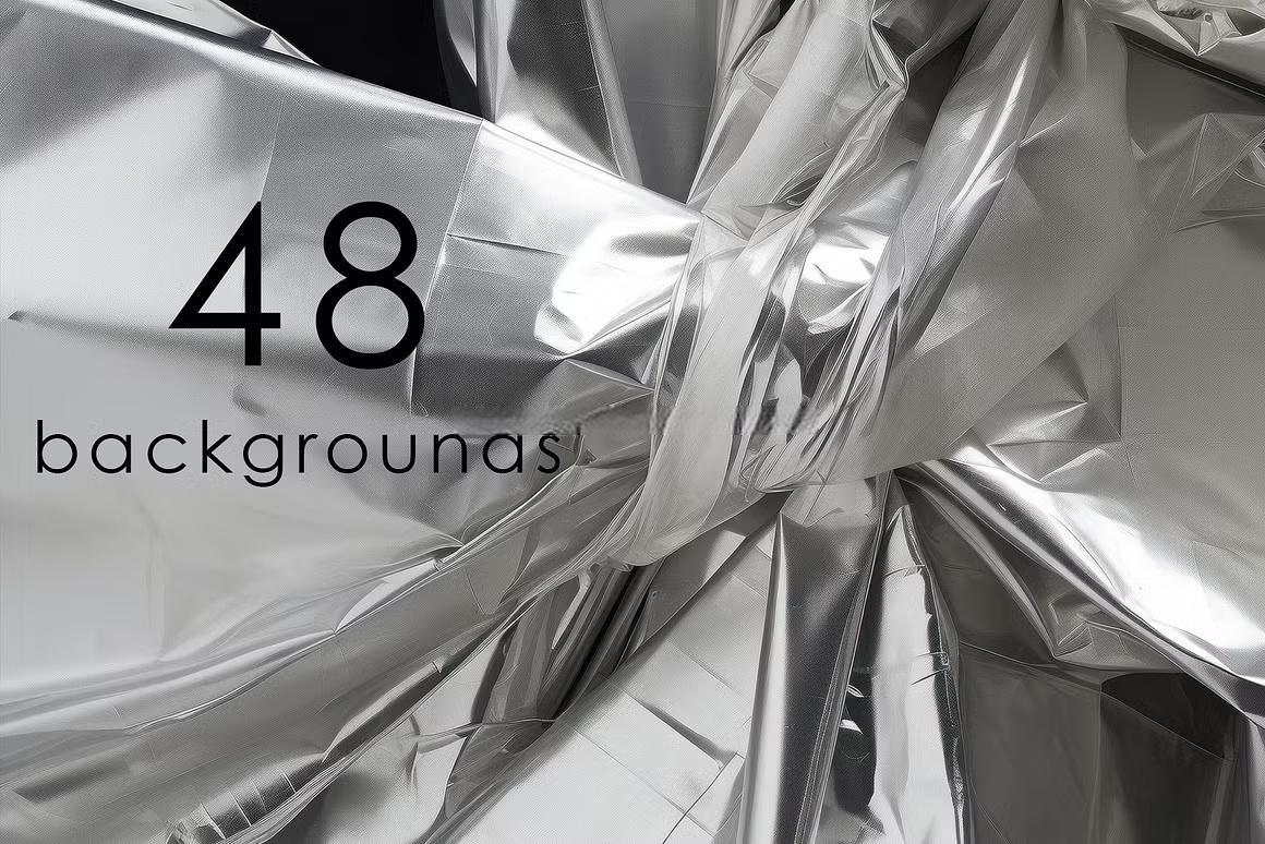 110个赛博未来主义科技金属镀铬抽象艺术背景肌理PNG元素拼贴剪贴画设计套装 Futuristic Mixed Media（13614）