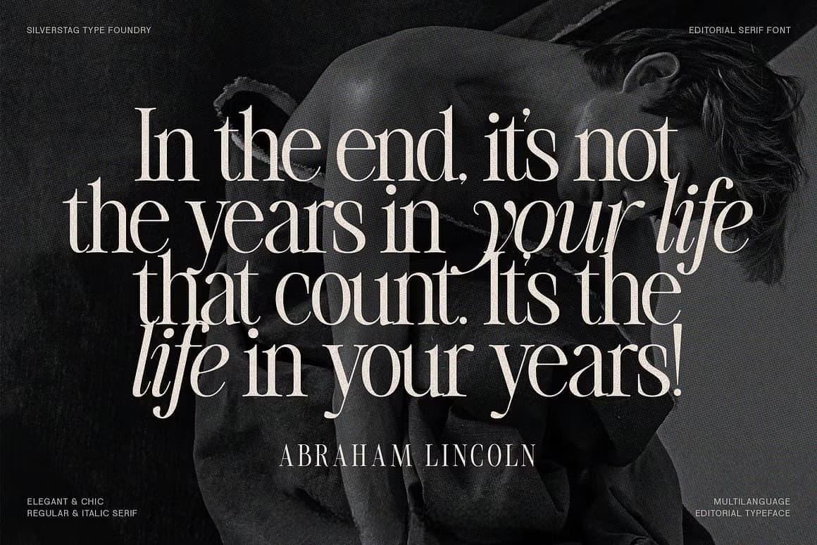 英文字体：80年代高级时装杂志文艺logo标题衬线排版海报封面字体 The Silver Editorial Serif Font（13707）