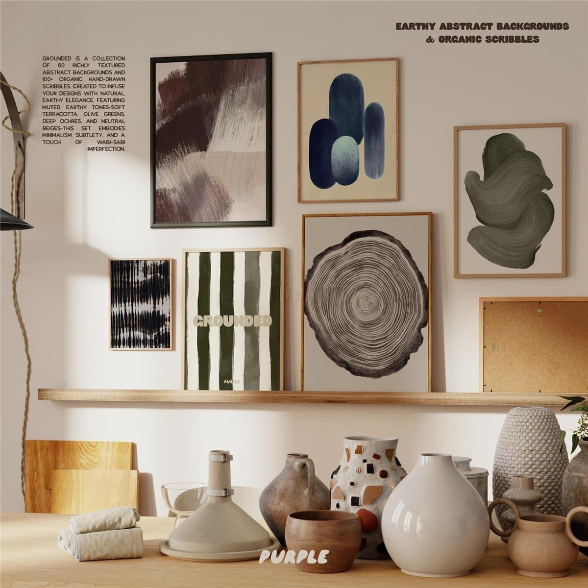 160个安静优雅琥珀色拼贴艺术抽象颜料手绘JPG背景PNG涂鸦笔迹图片设计套装 Grounded Backgrounds & Scribbles（13153）