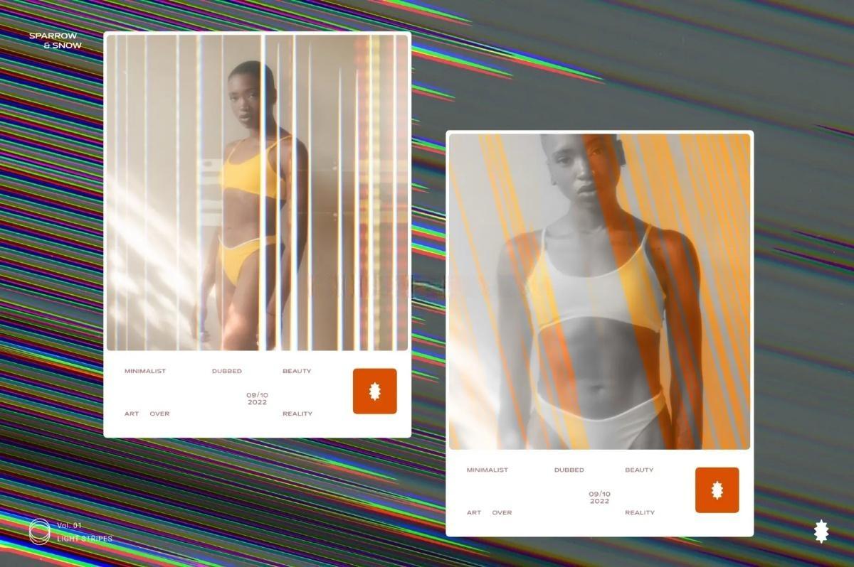 65种高分辨率线性霓虹浅色渐变条纹叠加背景纹理 Light Stripes Hi-Res Overlays & Textures（13610）