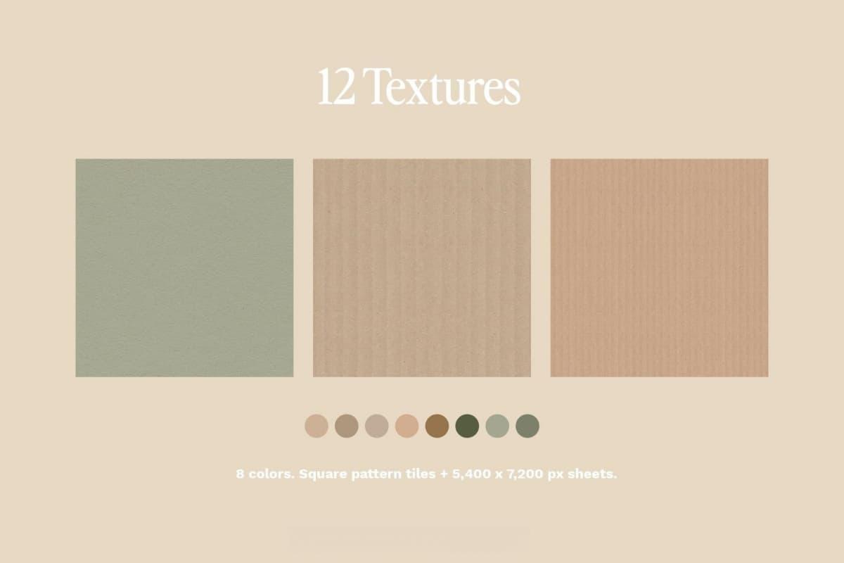 复古天然纤维粗糙柔和莫兰迪中性色调无缝纸张背景自然肌理无缝图案JPG+PAT素材 Natural Textures: Seamless Patterns（13272）