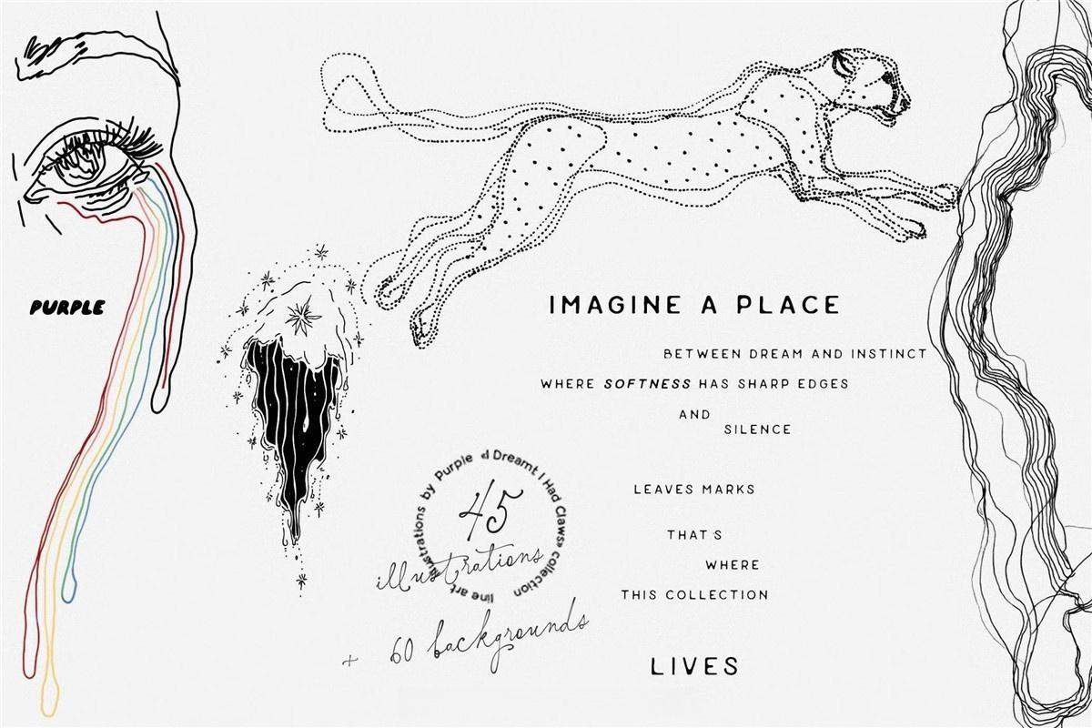 105个超现实手绘抽象艺术PNG动物人物剪影插画弥散光渐变JPG背景图片设计套装 Surreal Illustrations & Backgrounds（13191）