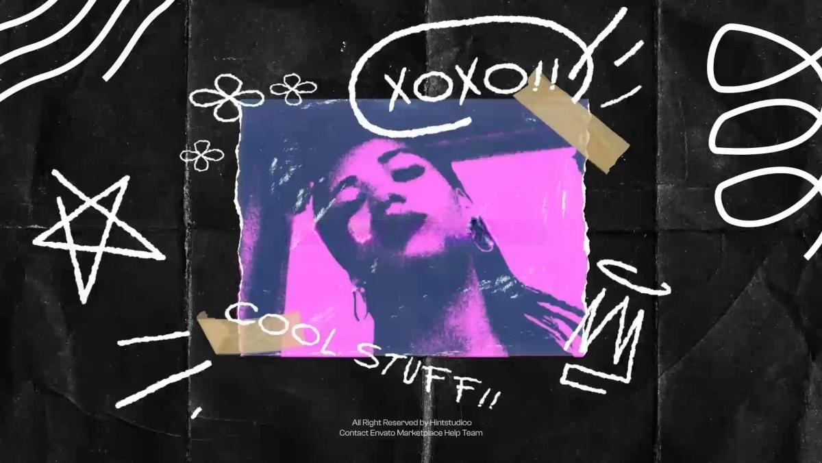 AE模板：前卫另类仿旧美学剪纸拼贴手工DIY撕纸照片展示开场片头（13294）