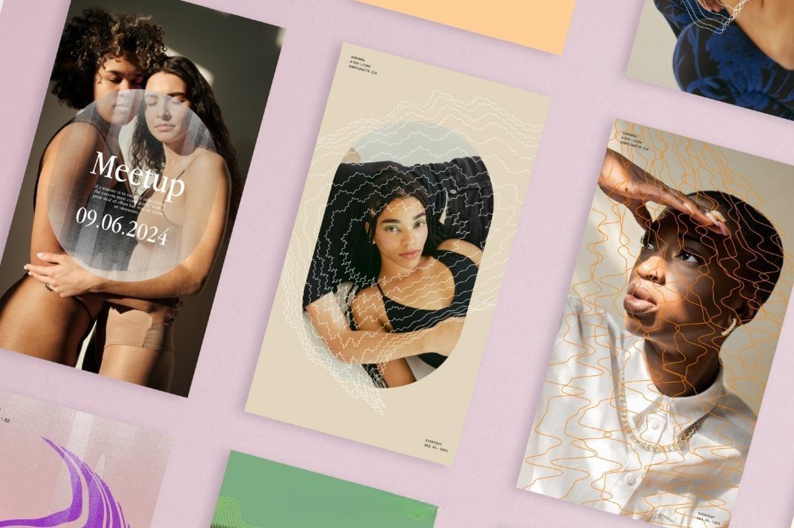 75款90年代风格INS多尺寸社交媒体图文海报排版布局PSD模板设计套装 Feel – Social Media Kit（13621）