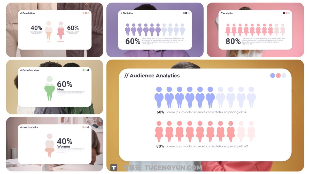 达芬奇模板：多类型信息图表条形图、折线图、饼图、图表、条形图、折线图元素动画（13372）
