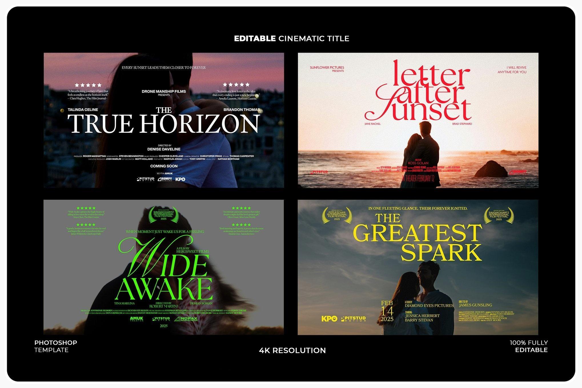 44个大胆电影美学梦幻、浪漫、科幻、惊悚海报电影预告片4K封面海报文字标题排版PSD模板（13883）