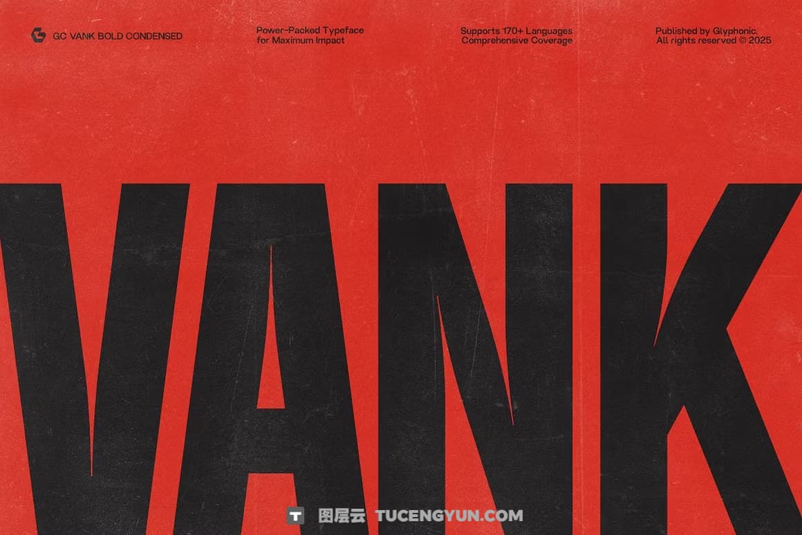 英文字体：大胆冲击力感极简品牌浓缩logo标题排版无衬线字体 Vank – Strong Bold Condensed（13421）