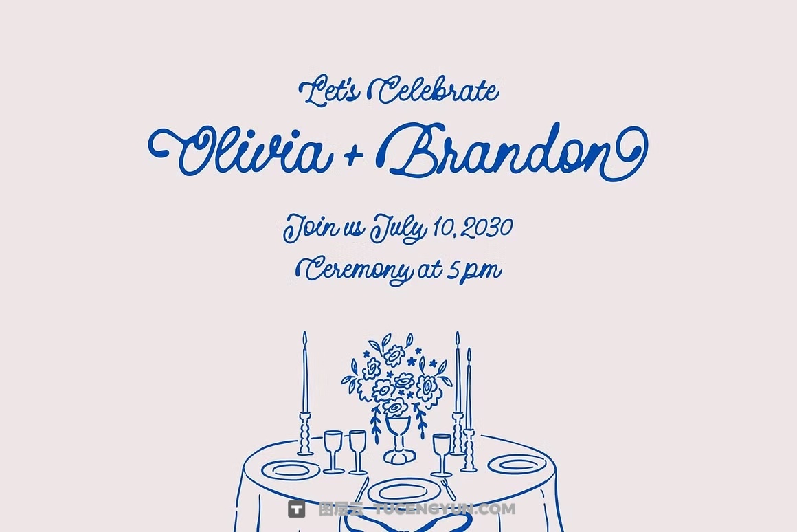 英文字体：精致优雅流畅单线手写字体婚礼请柬视食品品牌设计字体 Princess Siena – A Whimsical Script（13660）