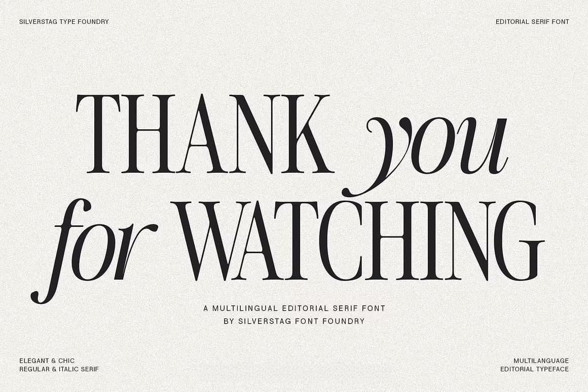 英文字体：80年代高级时装杂志文艺logo标题衬线排版海报封面字体 The Silver Editorial Serif Font（13707）