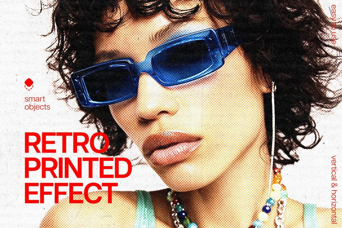 真实印刷质感纸纹打印做旧复古艺术设计叠加肌理特效PSD特效样机 Retro Printed Photo Effect（13119）