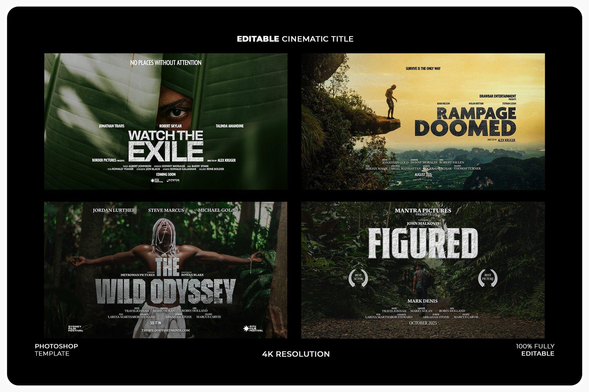 44个大胆电影美学梦幻、浪漫、科幻、惊悚海报电影预告片4K封面海报文字标题排版PSD模板（13883）