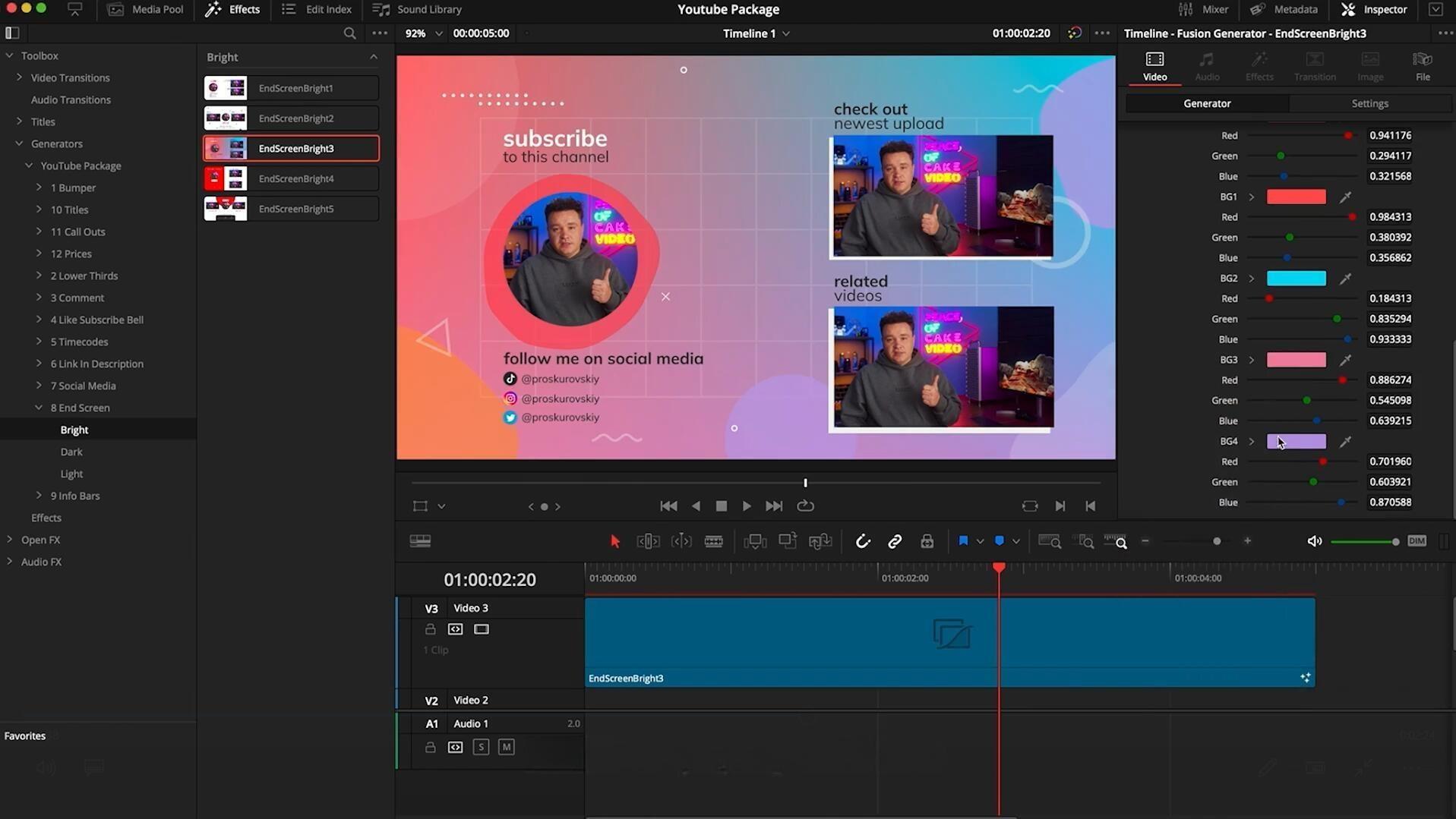 达芬奇预设：323个创意级YouTube自媒体频道图形字幕标题转场动画栏目包装（13144）