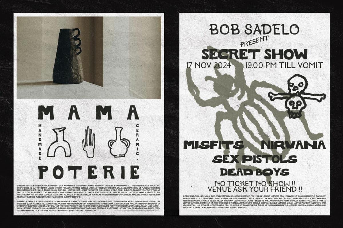 英文字体：复古松散厚实自然真实笔迹墨迹手写pop涂鸦艺术英文logo装饰字体 Sanolia Hand-Drawn Typeface（13302）