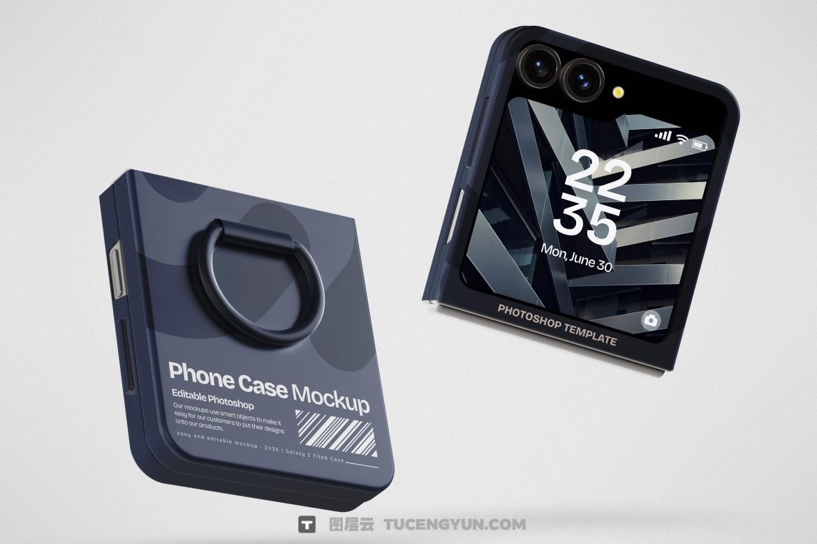 3个高分辨率极简可折叠智能手机屏幕UI设计展示PSD样机 Galaxy Z Flip 6 Phone Case Mockup(13356) 3个高分辨率极简可折叠智能手机屏幕UI设计展示PSD样机 Galaxy Z Flip 6 Phone Case Mockup(13356)