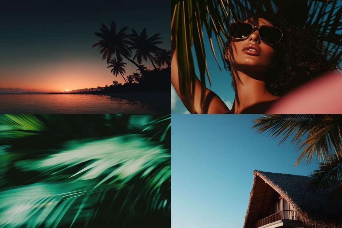 100个经典热带夏季黄昏文艺海滩热带植物水果海面JPG+MP4背景素材 Tropical Vibes（13228）