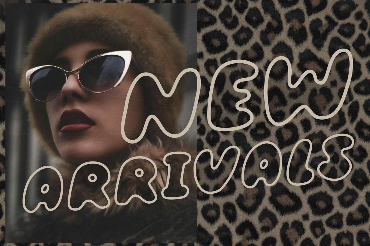 英文字体：大胆千禧Y2K趣味手写涂鸦气泡轮廓圆润标题封面海报排版设计装饰字体 Fluffy Morning | Bubble Font DUO（）