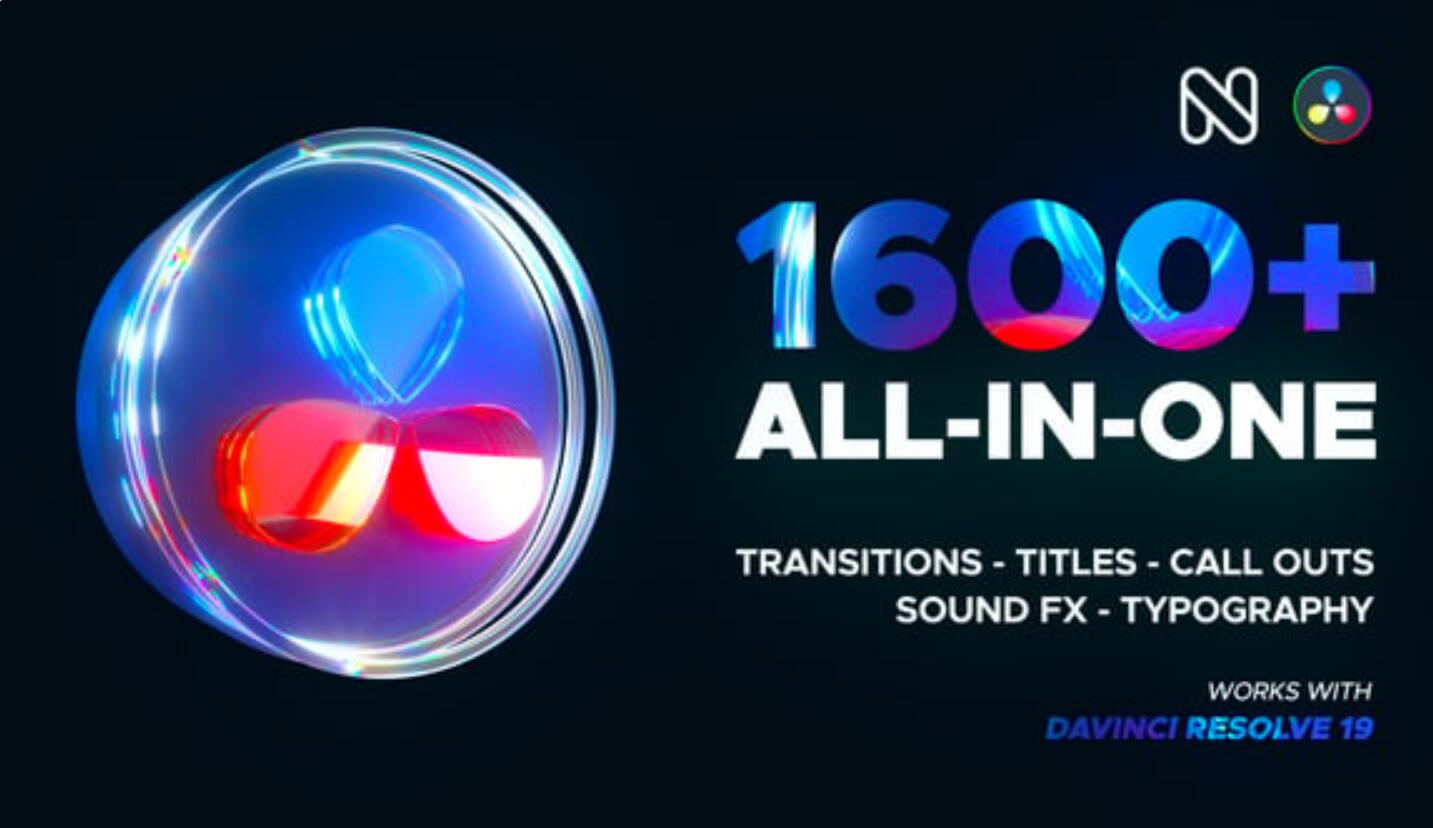 达芬奇模板/预设：1600个毛刺全景滚动漏光偏移变焦转场+转场音效+LUT（8818）