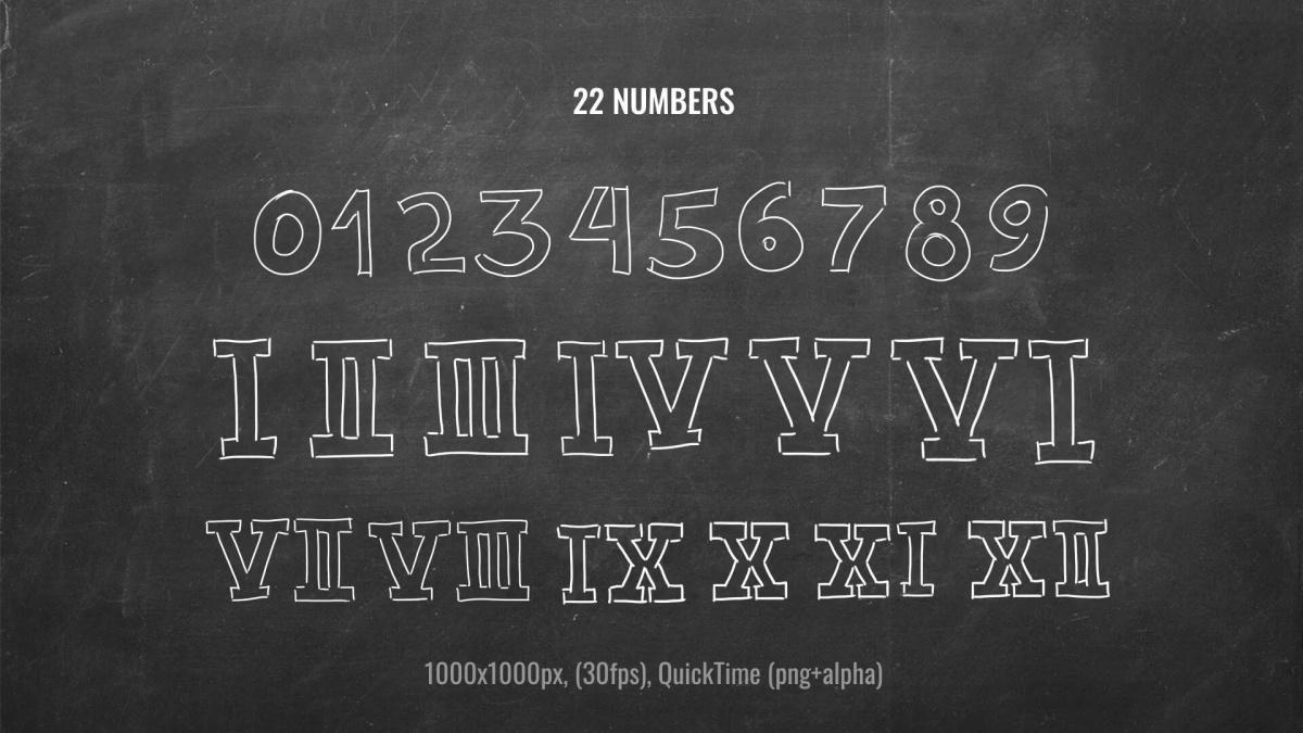 632个真实趣味粉笔手绘星星心形泡泡箭头圆圈标记单词字母符号表情动画透明通道视频素材包（13044）