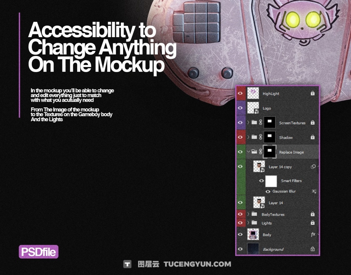 复古Y2K风格游戏机PSD模型+CRT信号故障燥点颗粒模拟叠加纹理图片素材套装 Züli – Y2k Gameboy Mockup & CRT Textures Pack（13376）
