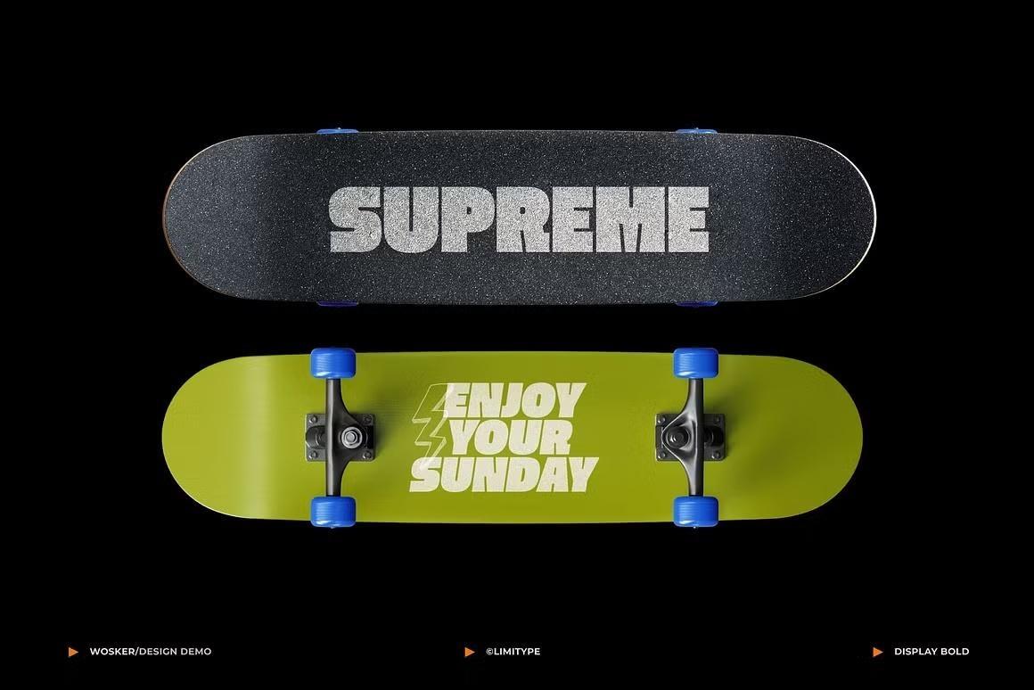 英文字体：大胆运动感时髦黑体粗体无衬线装饰海报封面设计字体 Wosker – Bold Font（13590）