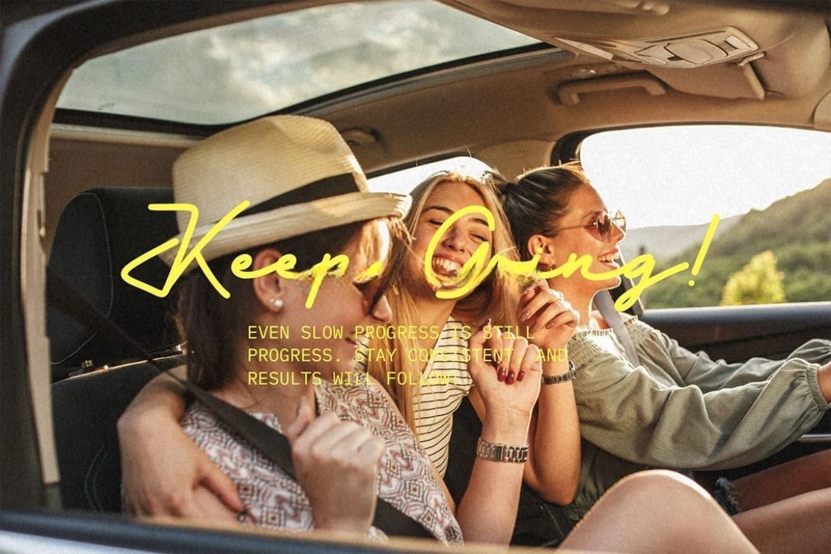 英文字体：大胆旅拍VLOG情绪氛围手写粗体歌词短词长句排版海报封面设计字体 Bensfley Script – Bold Monoline Signature Font（13135）