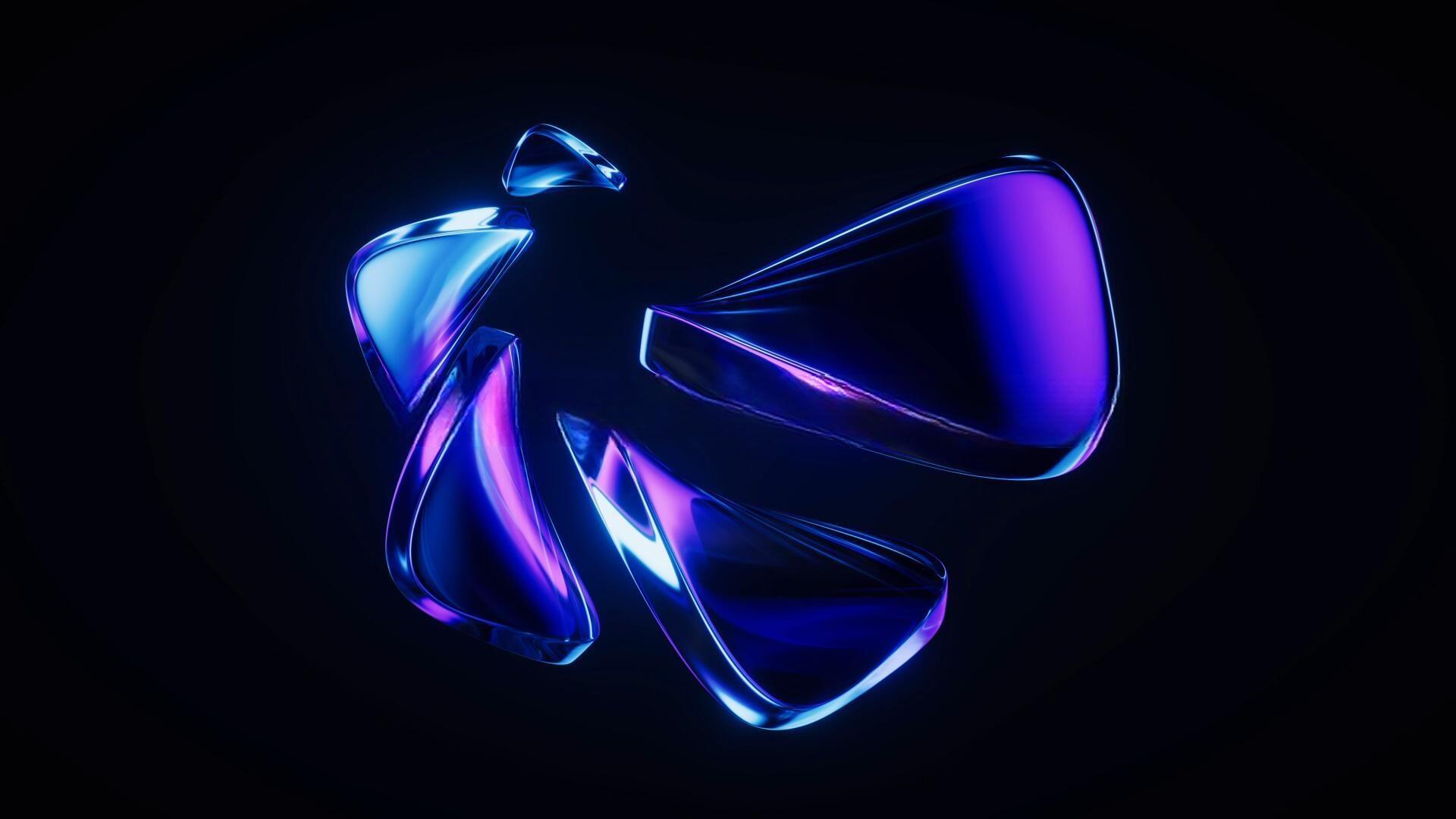 31个抽象艺术霓虹渐变几何3D水晶玻璃发光波浪缎面动态背景视频素材（13554）