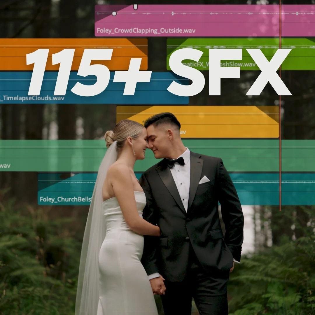 115个热门婚礼短片剪辑拟音、环境、氛围、转场音效素材 RunawayVows – Wedding SFX Pack（13180）