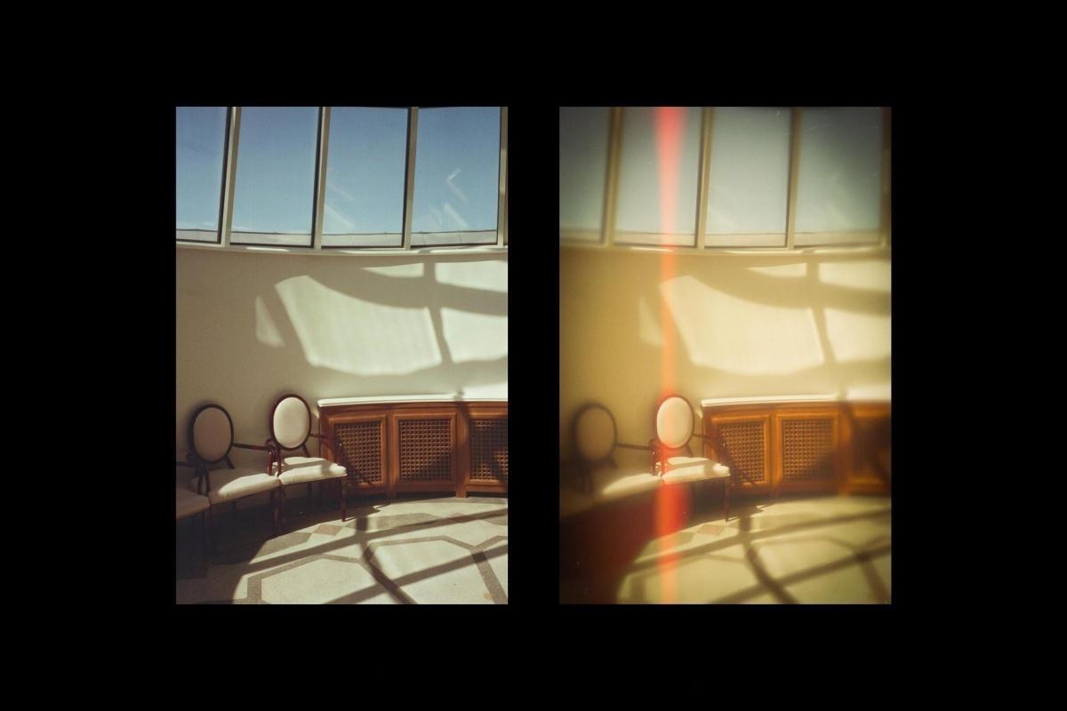 复古文艺温暖朦胧发光做旧胶片漏光模拟封面海报PSD特效样机  Vintage Film Glow Photo Effect（13279）