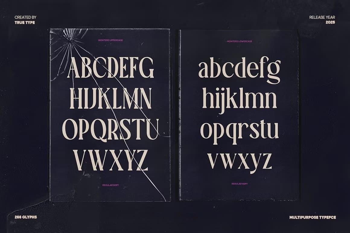 英文字体：复古永恒优雅精致浓缩衬线封面海报画册Logo标题设计字体 TT Montero Serif Condensed（13490）