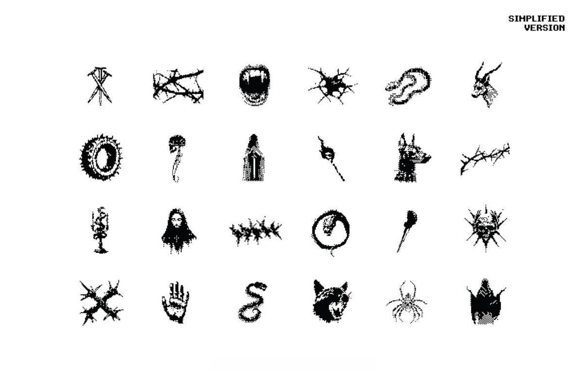 120款暗黑仿旧Y2K低保真像素颗粒位图艺术AI矢量插画图形PNG图片设计元素套装 Dark Aesthetic Dithering Graphic Bundle（13257）