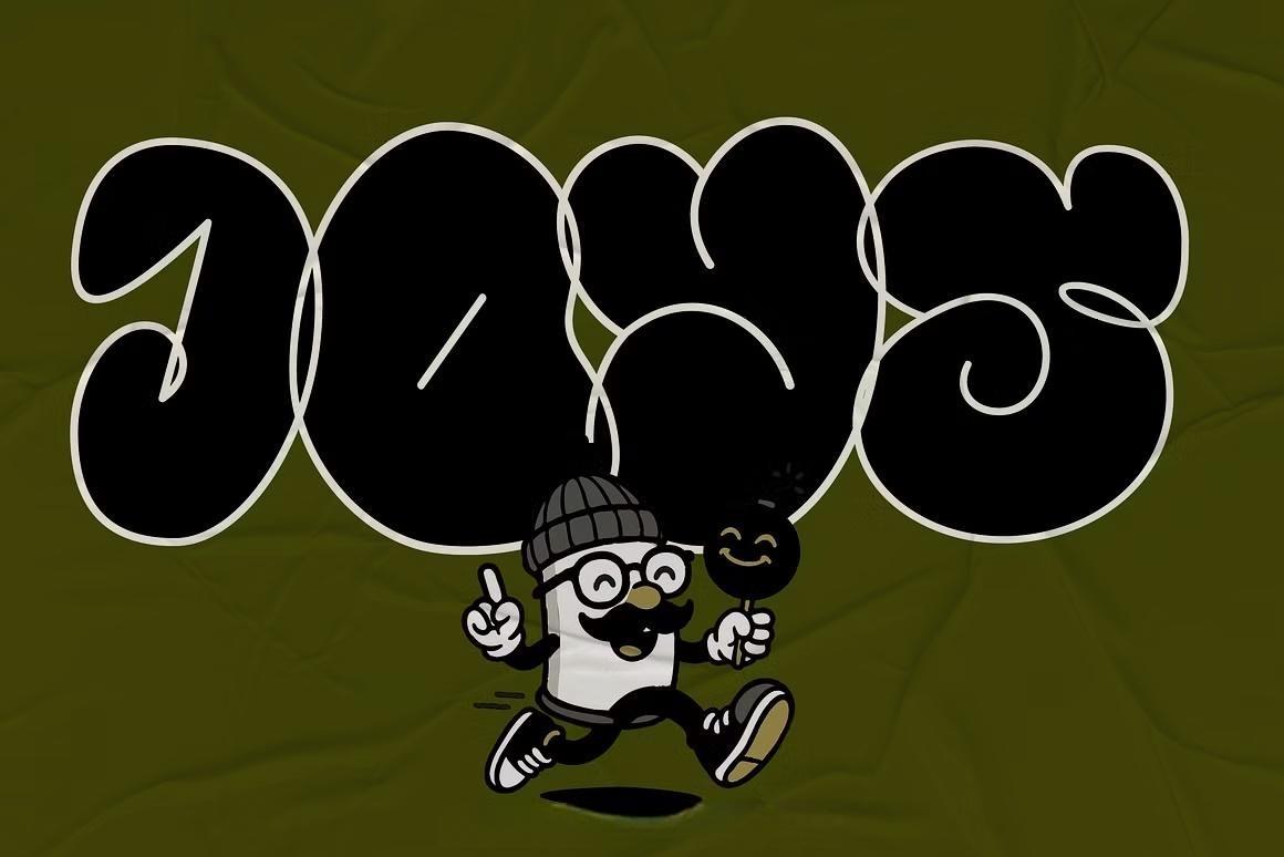 英文字体：大胆叛逆街头涂鸦Y2K气泡logo标题排版封面海报装饰字体 Rune – Authentic Grafity Look（13572）