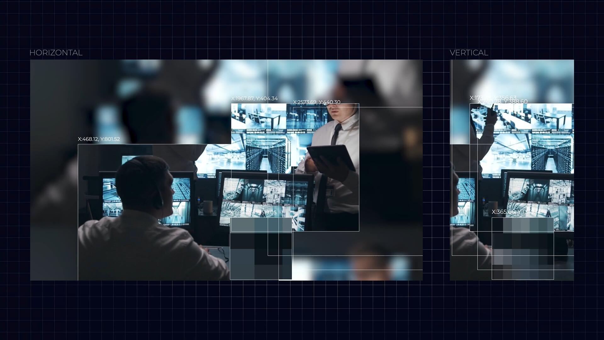 达芬奇模板：未来主义监控画面伪数据扫描无缝转场过渡（13943）