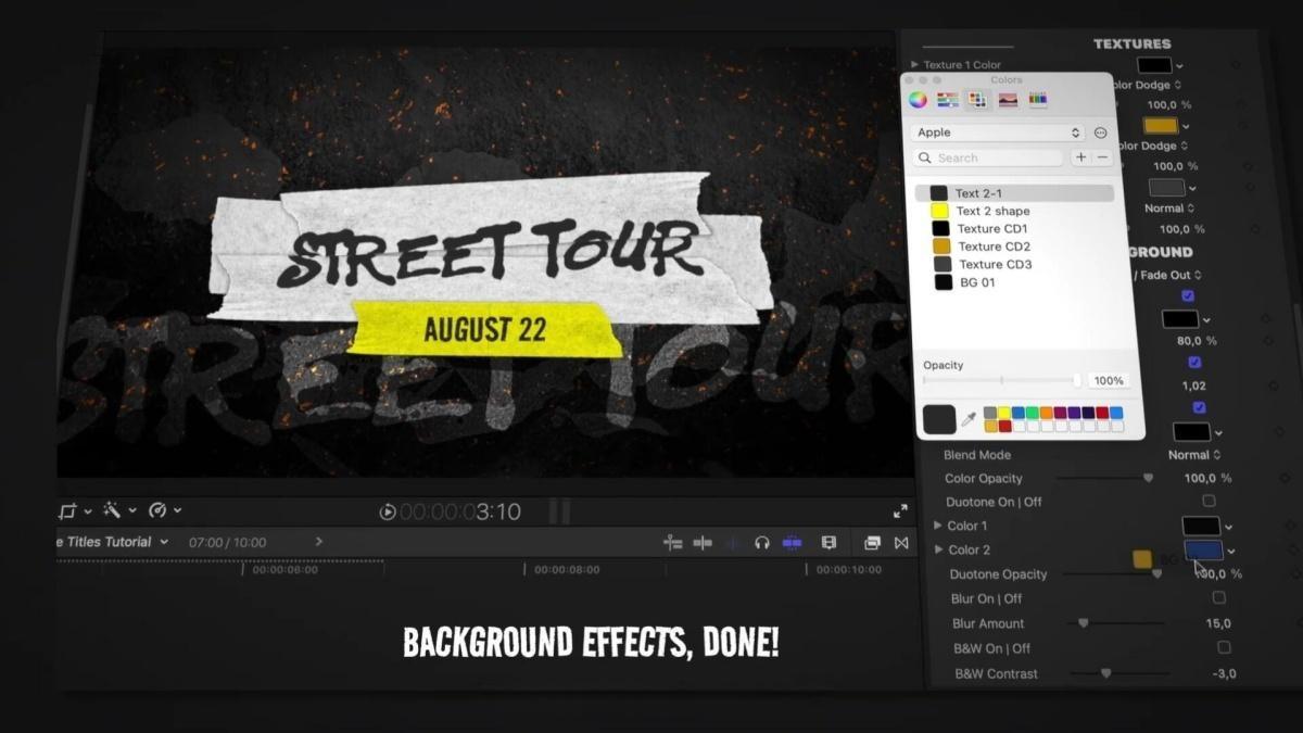 FCPX插件：大胆前卫粗糙复古仿旧垃圾摇滚风格粗体排版电影标题动画效果插件（12978）
