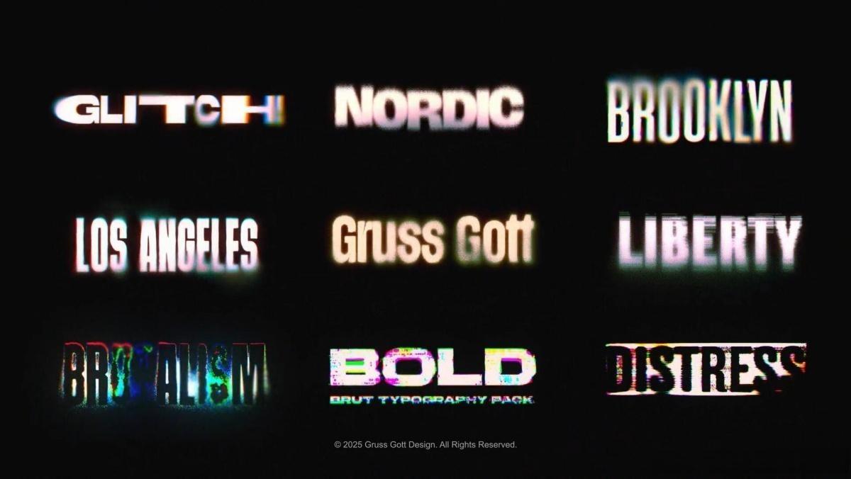 PR模板：复古仿旧VHS美学故障失真垃圾摇滚效果文字标题动画模板（12969）