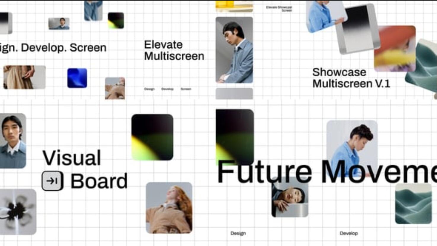 AE模板：现代极简主义拼贴风格照片轮播作品集展示动画模板（13844）