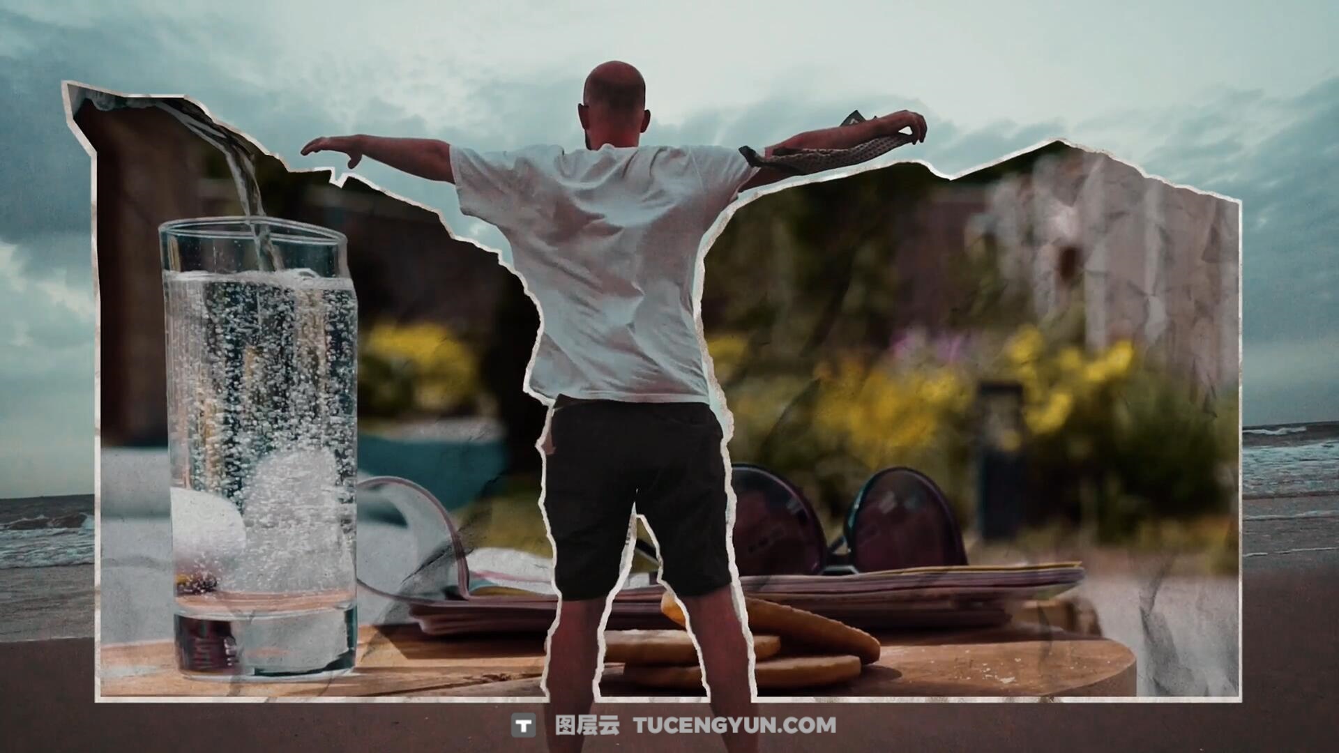 达芬奇预设：复古拼贴风格自定义路径撕纸转场过渡（13971）