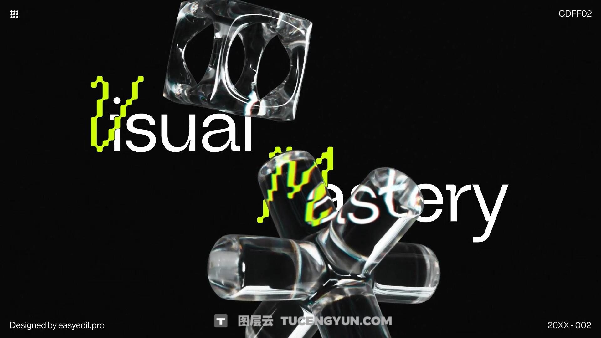 PR模板：现代3D酷玩透明玻璃艺术漫反射文字标题排版动画（13922）