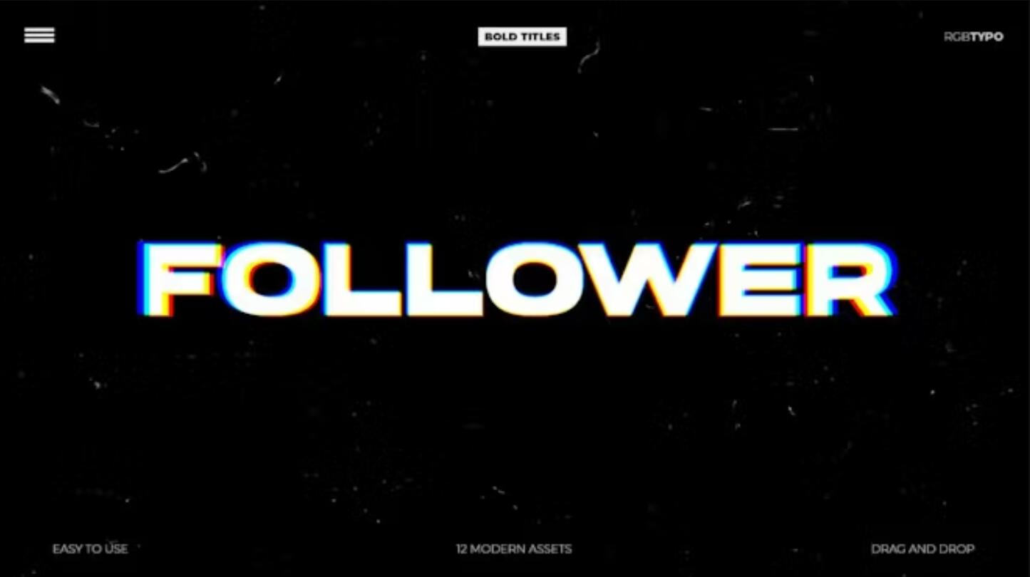 达芬奇预设：抽象艺术故障色差失真文字标题字幕动画（13964）