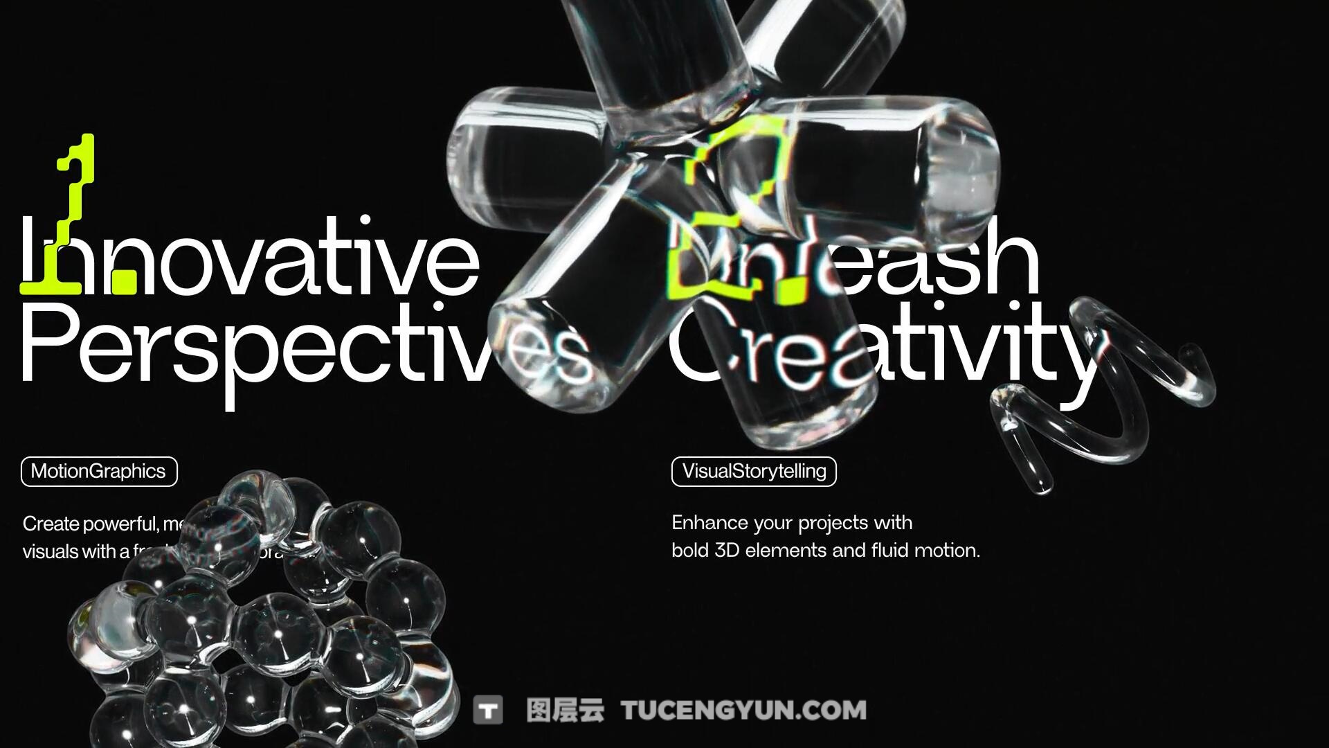 PR模板：现代3D酷玩透明玻璃艺术漫反射文字标题排版动画（13922）