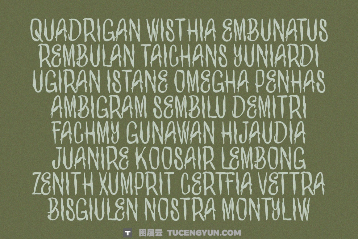 英文字体：复古氛围手绘歪扭传统艺术品牌封面海报设计字体（14005）