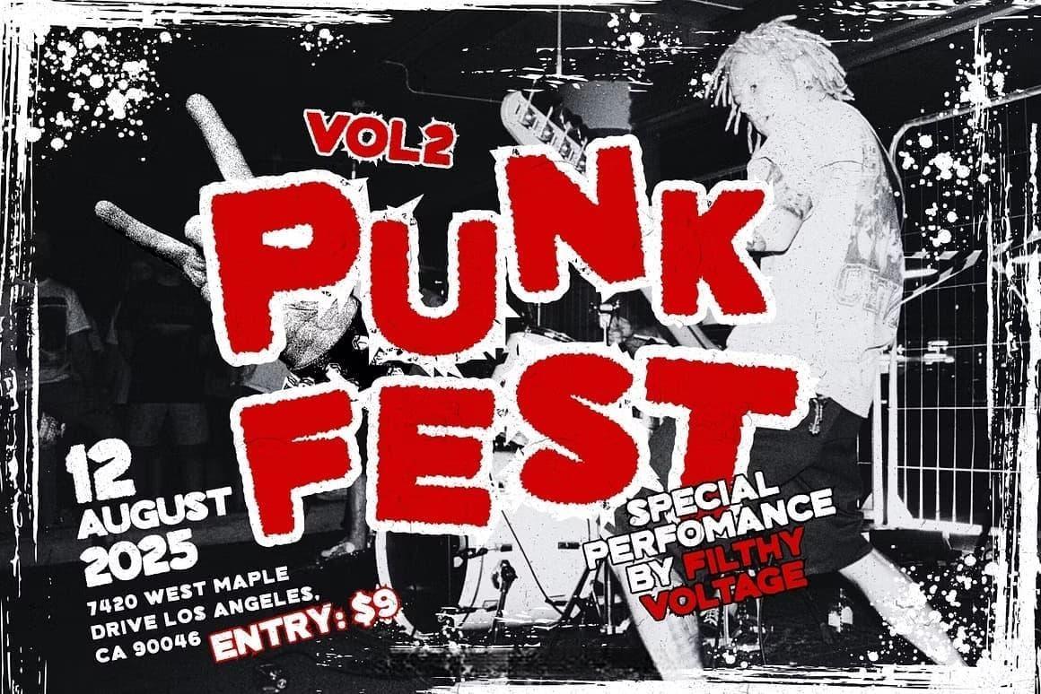 英文字体：90年代街头朋克摇滚风出血模糊毛边logo标题排版无衬线装饰封面海报设计字体（13007）