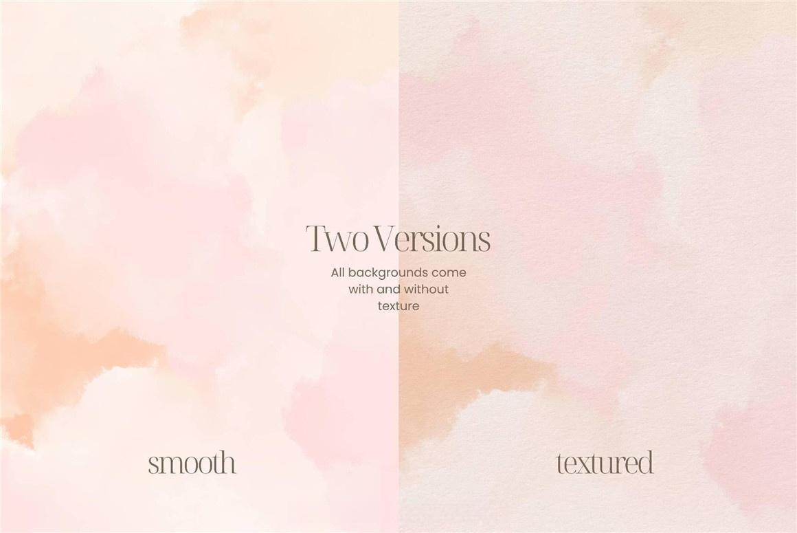 浪漫桃粉色调薰衣草伯爵腮红绿月桂多彩纸张背景肌理纹理JPG图片素材 Soft Blush Watercolor Backgrounds（12965）